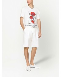 T-shirt girocollo a fiori bianca di Dolce & Gabbana