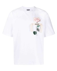 T-shirt girocollo a fiori bianca di Jacquemus