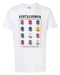 T-shirt girocollo a fiori bianca di Kent & Curwen