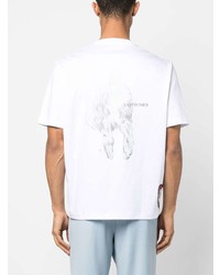 T-shirt girocollo a fiori bianca di Lanvin