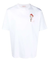T-shirt girocollo a fiori bianca di Lanvin