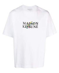 T-shirt girocollo a fiori bianca di MAISON KITSUNÉ