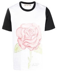 T-shirt girocollo a fiori bianca di Marni