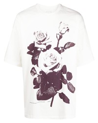T-shirt girocollo a fiori bianca di Oamc