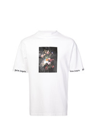 T-shirt girocollo a fiori bianca di Palm Angels
