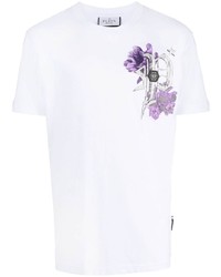 T-shirt girocollo a fiori bianca di Philipp Plein