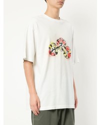 T-shirt girocollo a fiori bianca di Liam Hodges
