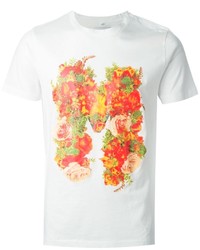 T-shirt girocollo a fiori bianca