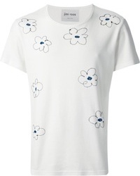 T-shirt girocollo a fiori bianca