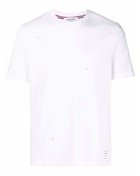 T-shirt girocollo a fiori bianca di Thom Browne