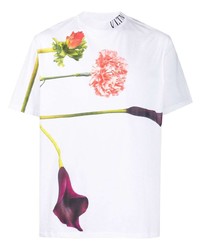 T-shirt girocollo a fiori bianca di Valentino