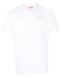 T-shirt girocollo a fiori bianca di Valentino