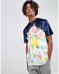 T-shirt girocollo a fiori blu scuro di ASOS DESIGN