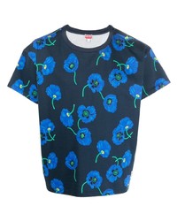 T-shirt girocollo a fiori blu scuro di Kenzo
