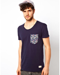 T-shirt girocollo a fiori blu scuro di Minimum