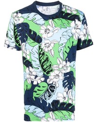 T-shirt girocollo a fiori blu scuro di Moschino