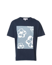 T-shirt girocollo a fiori blu scuro di Odin