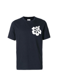 T-shirt girocollo a fiori blu scuro di Universal Works