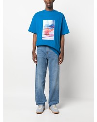 T-shirt girocollo a fiori blu di Calvin Klein Jeans