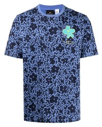 T-shirt girocollo a fiori blu di PS Paul Smith