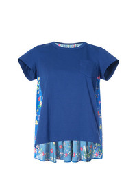 T-shirt girocollo a fiori blu di Sacai