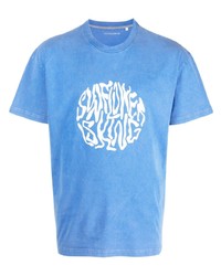 T-shirt girocollo a fiori blu di Sunflower
