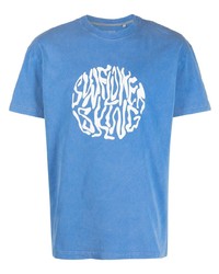 T-shirt girocollo a fiori blu di Sunflower