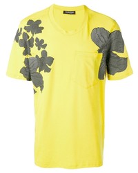 T-shirt girocollo a fiori gialla
