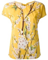 T-shirt girocollo a fiori gialla di Dolce & Gabbana