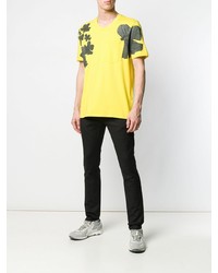 T-shirt girocollo a fiori gialla di Neil Barrett