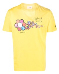 T-shirt girocollo a fiori gialla di MC2 Saint Barth