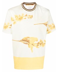 T-shirt girocollo a fiori gialla di Paul Smith