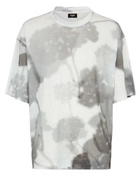 T-shirt girocollo a fiori grigia di Fendi