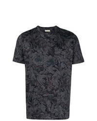 T-shirt girocollo a fiori grigio scuro di Etro
