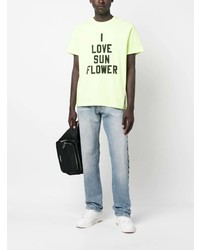 T-shirt girocollo a fiori lime di Sunflower