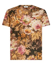 T-shirt girocollo a fiori marrone chiaro di Etro