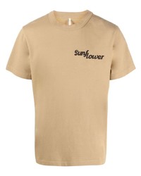 T-shirt girocollo a fiori marrone chiaro di Sunflower