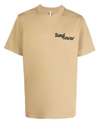 T-shirt girocollo a fiori marrone chiaro di Sunflower