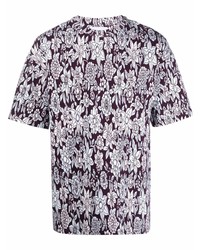 T-shirt girocollo a fiori melanzana scuro di Christian Wijnants
