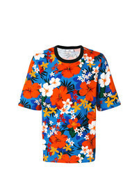T-shirt girocollo a fiori multicolore