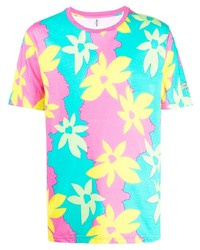 T-shirt girocollo a fiori multicolore di Moschino