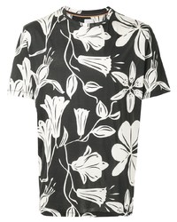 T-shirt girocollo a fiori nera e bianca di Paul Smith