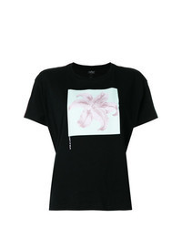 T-shirt girocollo a fiori nera