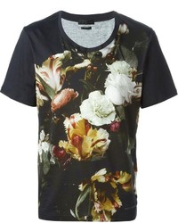 T-shirt girocollo a fiori nera di Alexander McQueen