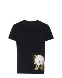 T-shirt girocollo a fiori nera di Ann Demeulemeester