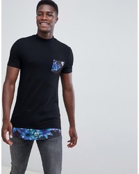 T-shirt girocollo a fiori nera di ASOS DESIGN