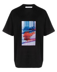 T-shirt girocollo a fiori nera di Calvin Klein Jeans