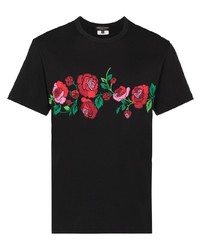 T-shirt girocollo a fiori nera di Comme Des Garcons Homme Plus