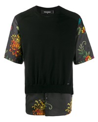 T-shirt girocollo a fiori nera di DSQUARED2