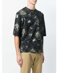 T-shirt girocollo a fiori nera di Jil Sander